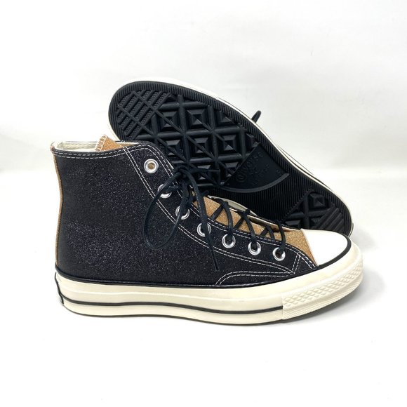 Converse Women's Size 8 572265C CHUCK 70 HI Black Gold Egret Synthetic Sneaker - Picture 4 of 10